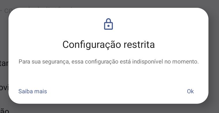 Aviso Configuração restrita do Android
