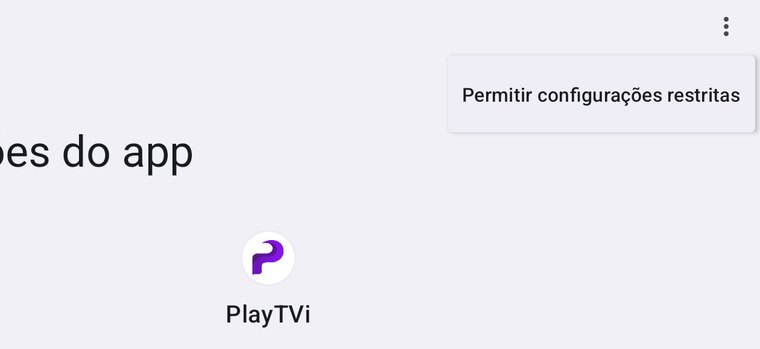 Menu de três pontinhos com Permitir configurações restritas